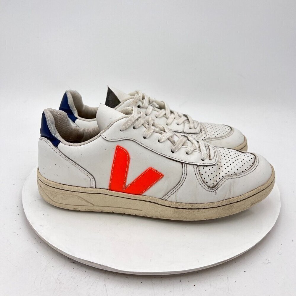 Veja V-10 Women Size 9 White Black Leather Red V Logo Casual Training Shoes - Picture 4 of 14